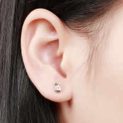 925 Sterling Silver Cubic Zirconia Fish Stud Earrings