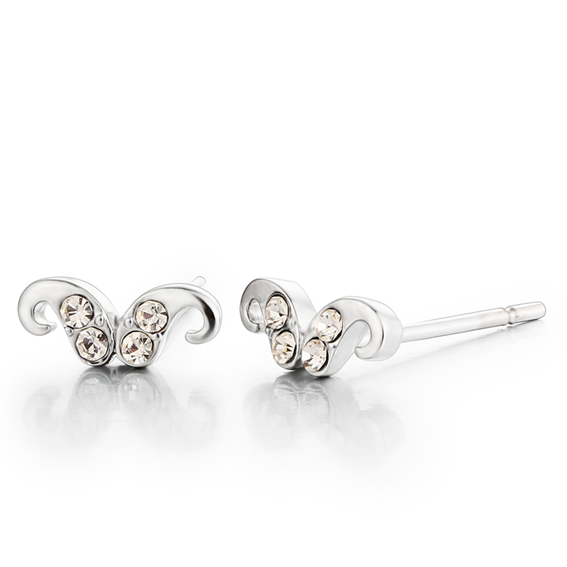 925 Sterling Silver Cubic Zirconia Sheep Horn Stud Earrings