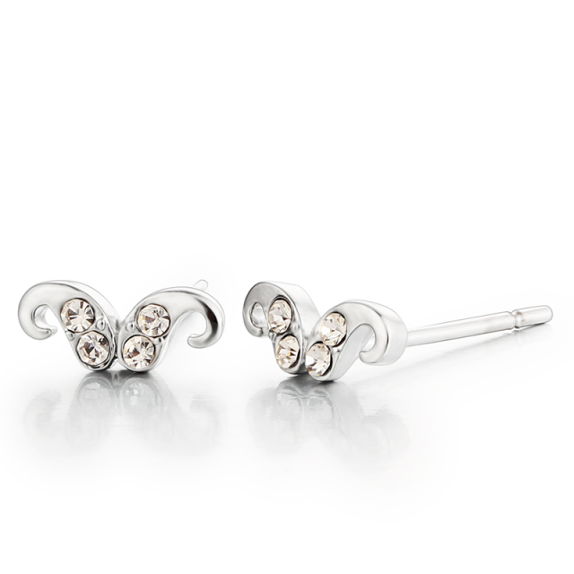 925 Sterling Silver Cubic Zirconia Sheep Horn Stud Earrings