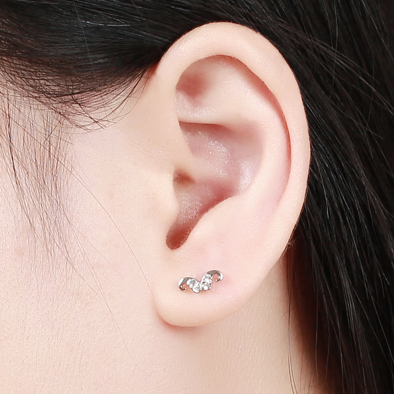 925 Sterling Silver Cubic Zirconia Sheep Horn Stud Earrings