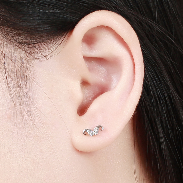 925 Sterling Silver Cubic Zirconia Sheep Horn Stud Earrings