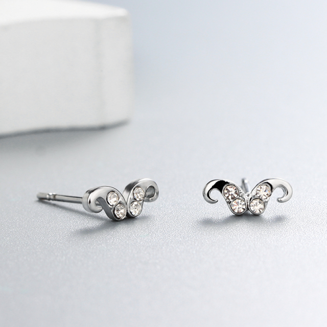 925 Sterling Silver Cubic Zirconia Sheep Horn Stud Earrings