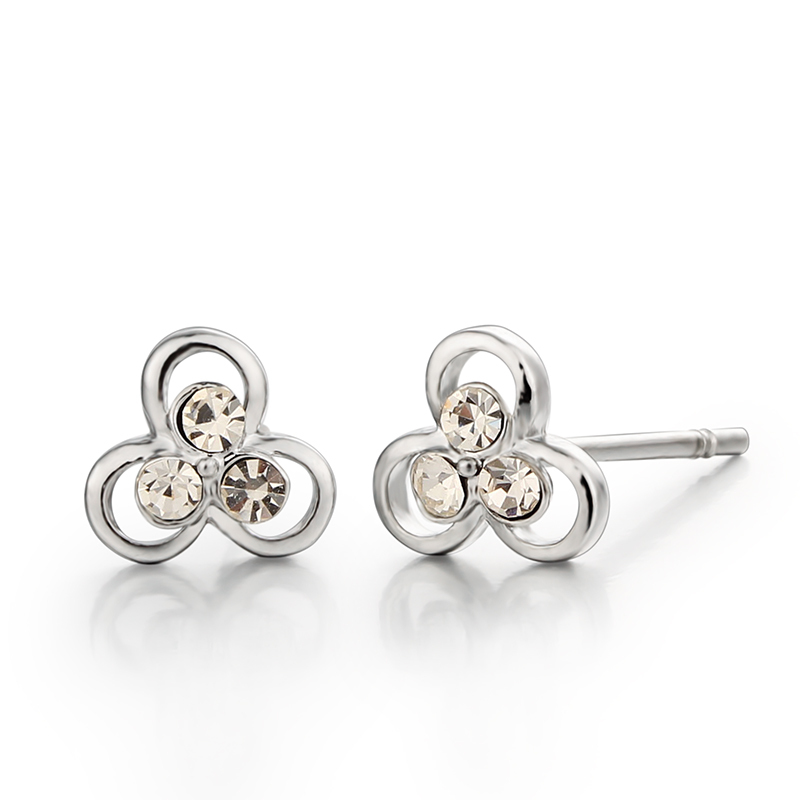 925 Sterling Silver Cubic Zirconia Three-Ring Stud Earrings