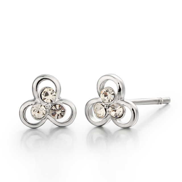925 Sterling Silver Cubic Zirconia Three-Ring Stud Earrings