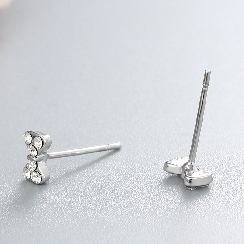 925 Sterling Silver Cubic Zirconia Bow Stud Earrings