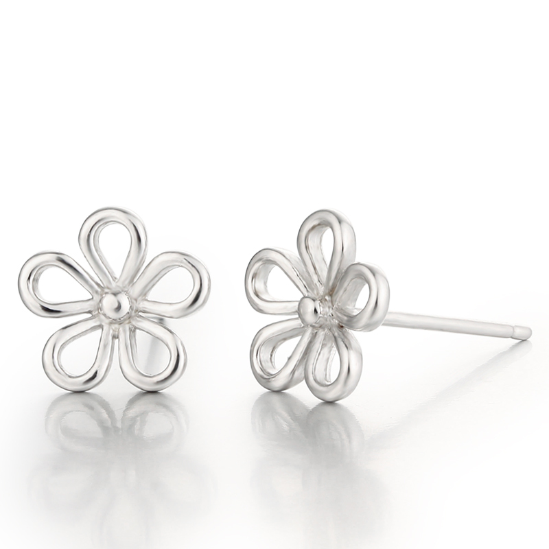 925 Sterling Silver Hollow Flowers Stud Earrings