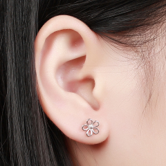 925 Sterling Silver Hollow Flowers Stud Earrings