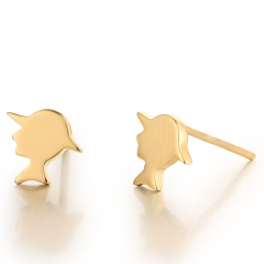 925 Sterling Silver Golden Head Stud Earrings