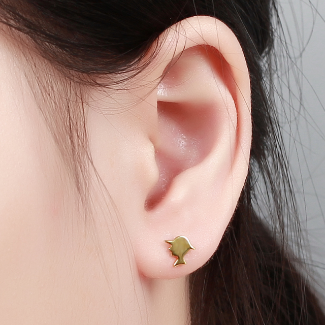 925 Sterling Silver Golden Head Stud Earrings