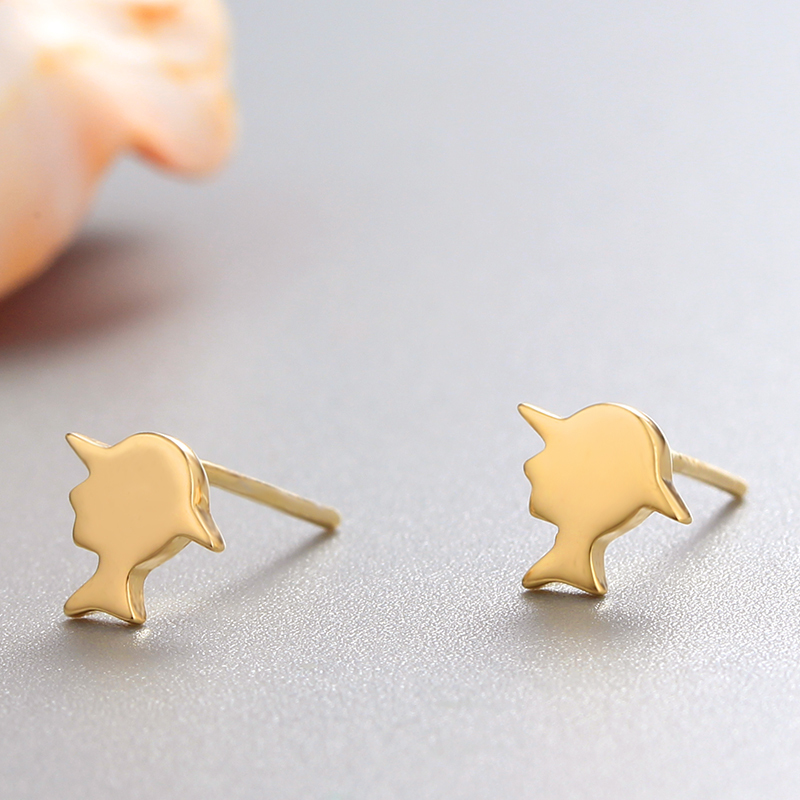925 Sterling Silver Golden Head Stud Earrings