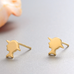 925 Sterling Silver Golden Head Stud Earrings
