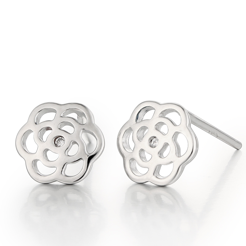 925 Sterling Silver Hollow Circular Stud Earrings