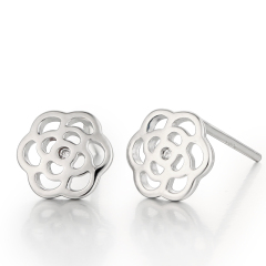 925 Sterling Silver Hollow Circular Stud Earrings