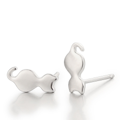925 Sterling Silver Cute Cat Stud Earrings Design