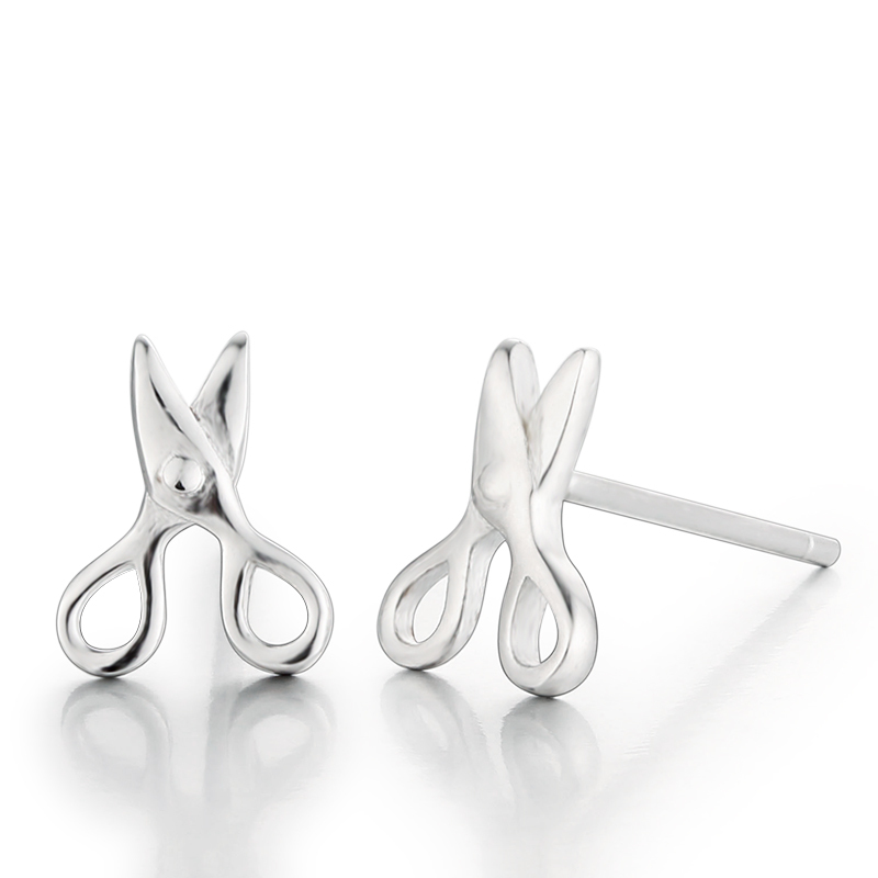 925 Sterling Silver Lovely Scissors Stud Earrings