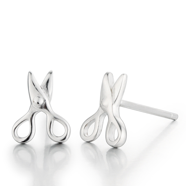 925 Sterling Silver Lovely Scissors Stud Earrings
