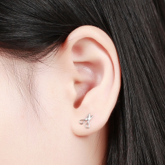 925 Sterling Silver Lovely Scissors Stud Earrings
