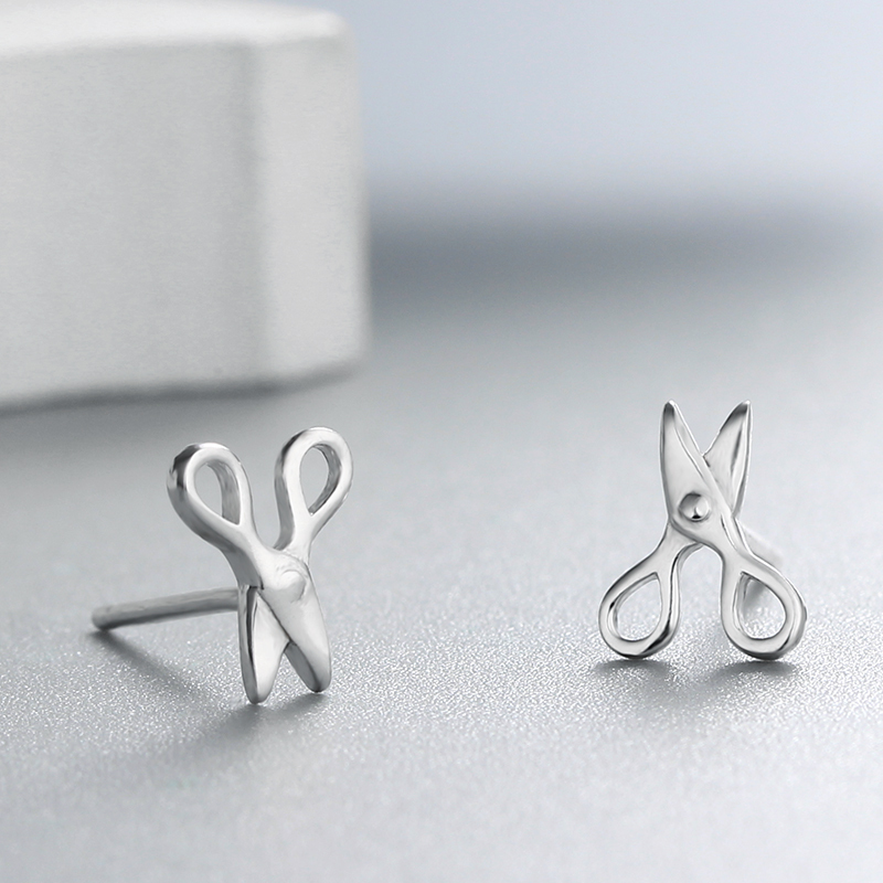925 Sterling Silver Lovely Scissors Stud Earrings