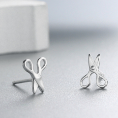 925 Sterling Silver Lovely Scissors Stud Earrings