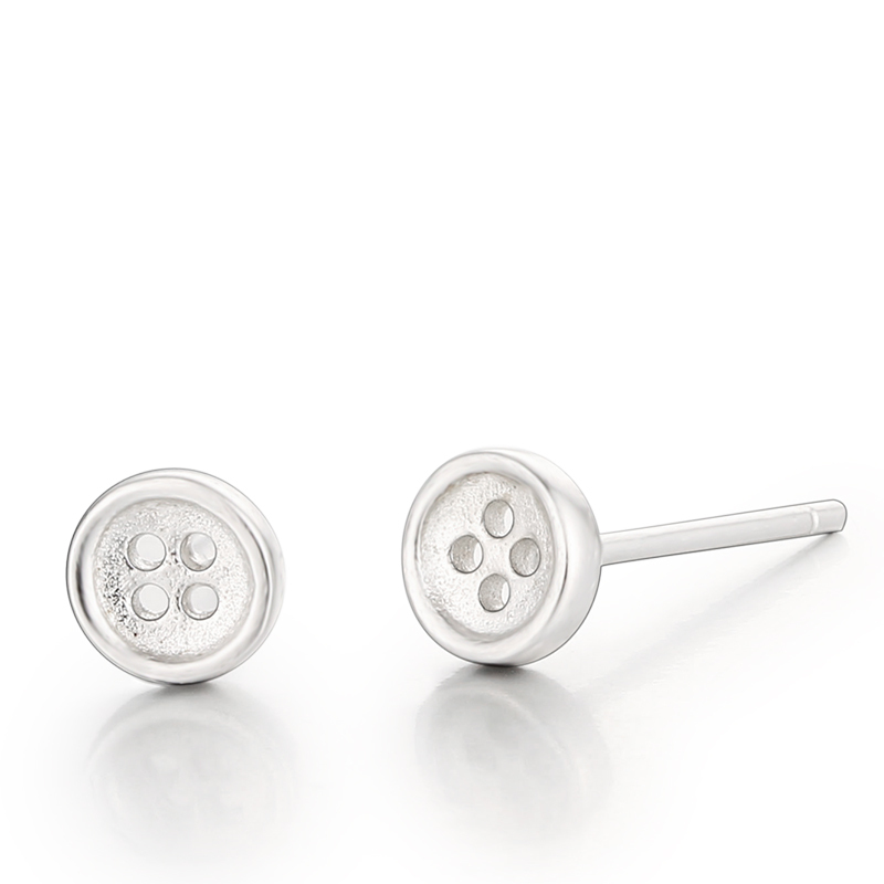 925 Sterling Silver Cute Button Stud Earrings