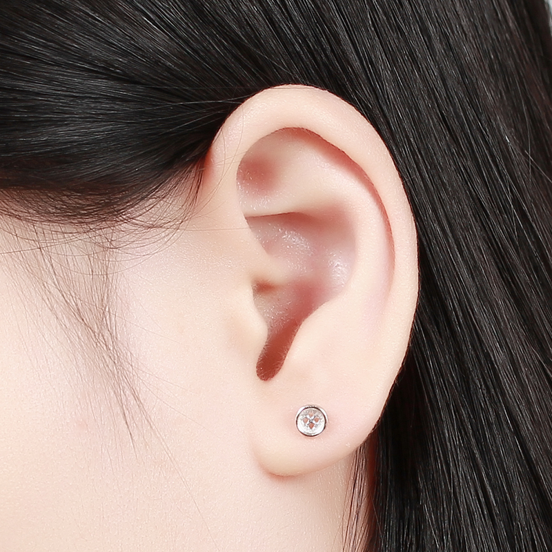 925 Sterling Silver Cute Button Stud Earrings