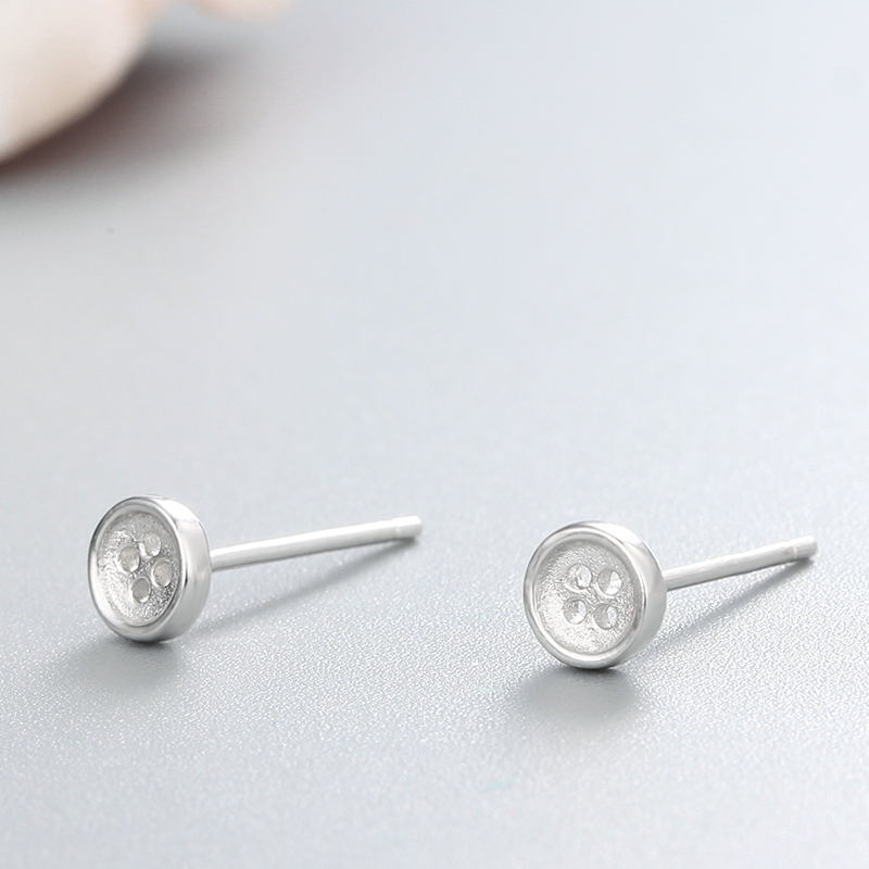 925 Sterling Silver Cute Button Stud Earrings