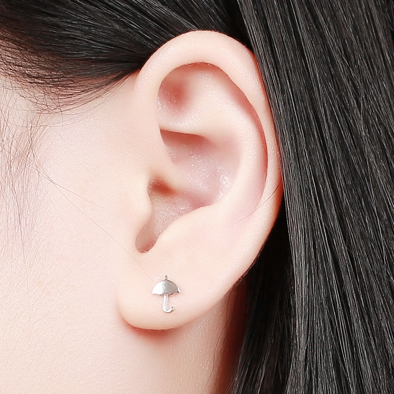925 Sterling Silver Umbrella Stud Earrings For Ladies