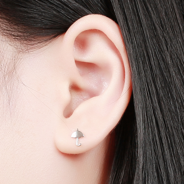 925 Sterling Silver Umbrella Stud Earrings For Ladies