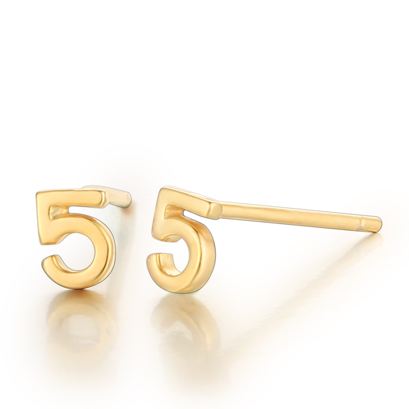 925 Sterling Silver Lucky Numbers 5 Stud Earrings