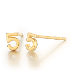 925 Sterling Silver Lucky Numbers 5 Stud Earrings