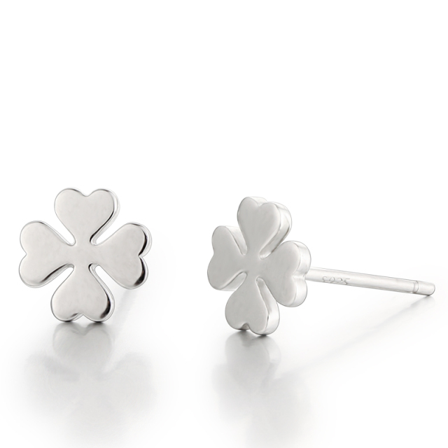 925 Sterling Silver Clover Stud Earrings For Wholesale