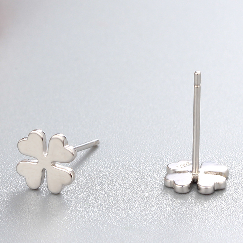 925 Sterling Silver Clover Stud Earrings For Wholesale