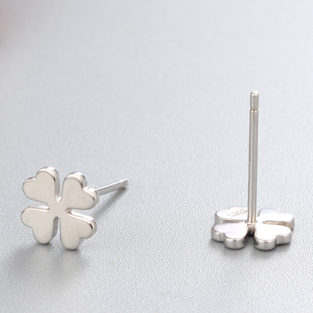 925 Sterling Silver Clover Stud Earrings For Wholesale