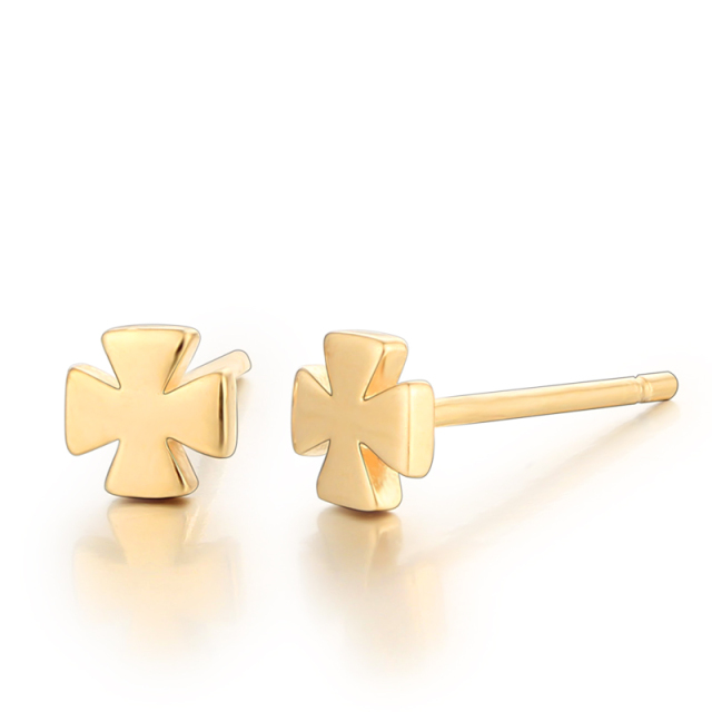 925 Sterling Silver Simple Cross Stud Earrings