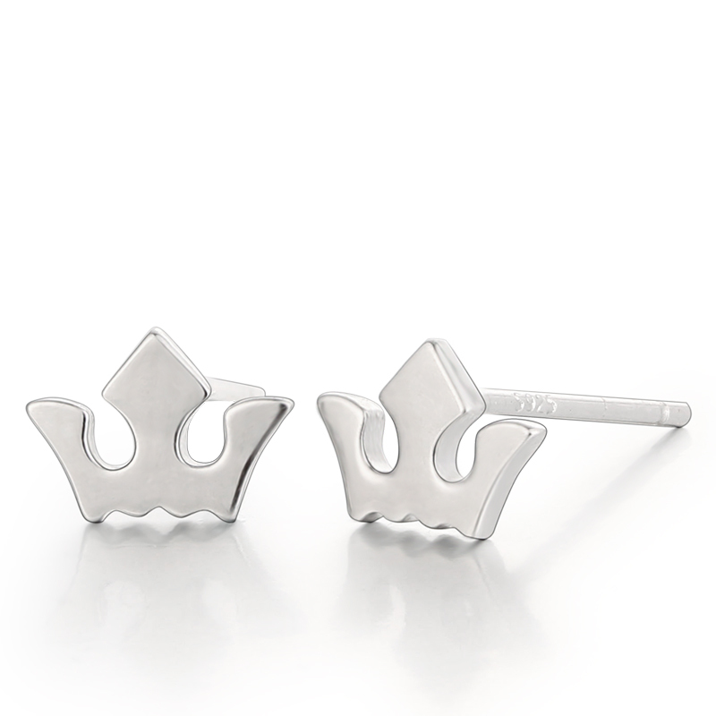 925 Sterling Silver Crown Trendy Stud Earrings