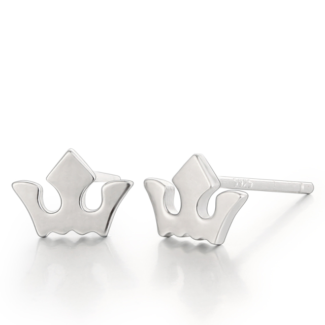 925 Sterling Silver Crown Trendy Stud Earrings