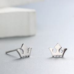 925 Sterling Silver Crown Trendy Stud Earrings