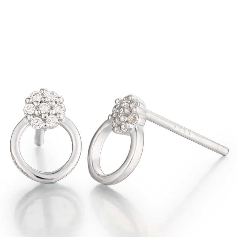 925 Sterling Silver Cubic Zirconia Ring Drop Earrings