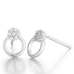 925 Sterling Silver Cubic Zirconia Ring Drop Earrings