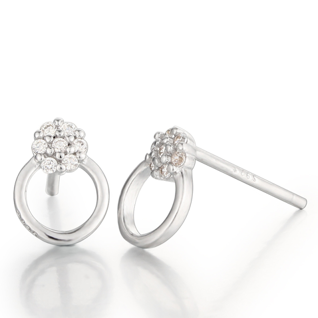 925 Sterling Silver Cubic Zirconia Ring Drop Earrings