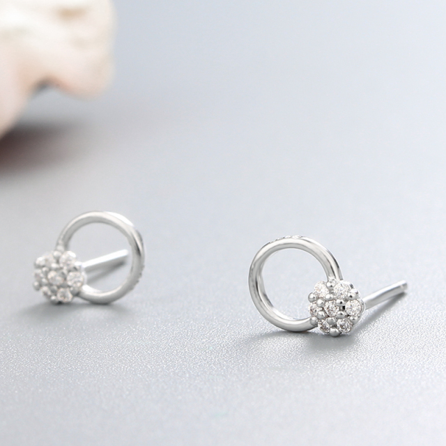 925 Sterling Silver Cubic Zirconia Ring Drop Earrings