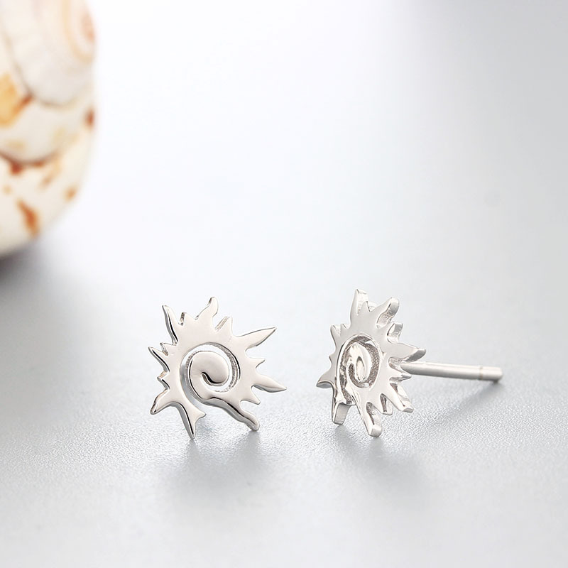925 Sterling Silver Sun Stud Earrings