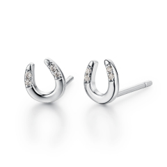 925 Sterling Silver Cubic Zirconia U-Shaped Stud Earrings