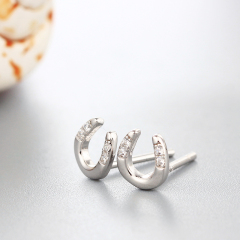 925 Sterling Silver Cubic Zirconia U-Shaped Stud Earrings