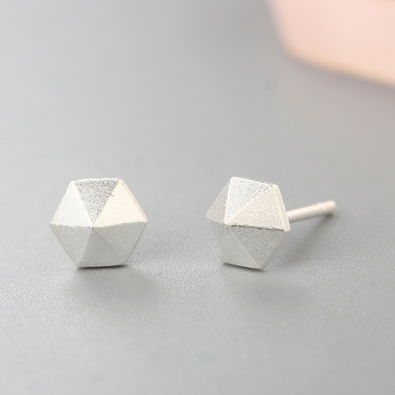 925 Sterling Silver Irregular Surface Stud Earrings