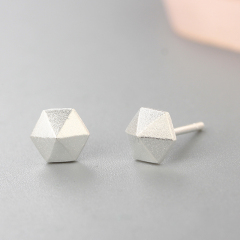925 Sterling Silver Irregular Surface Stud Earrings