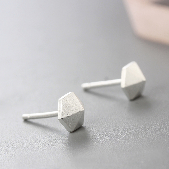925 Sterling Silver Irregular Surface Stud Earrings