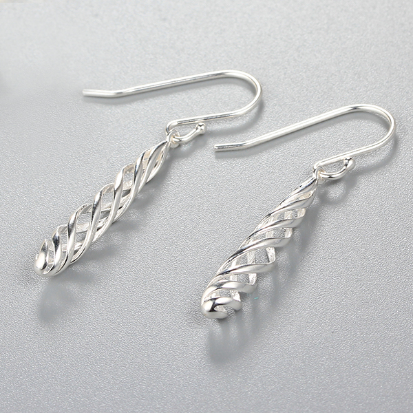 925 Sterling Silver 3D Hollow Long Drop Earrings