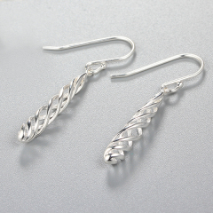 925 Sterling Silver 3D Hollow Long Drop Earrings