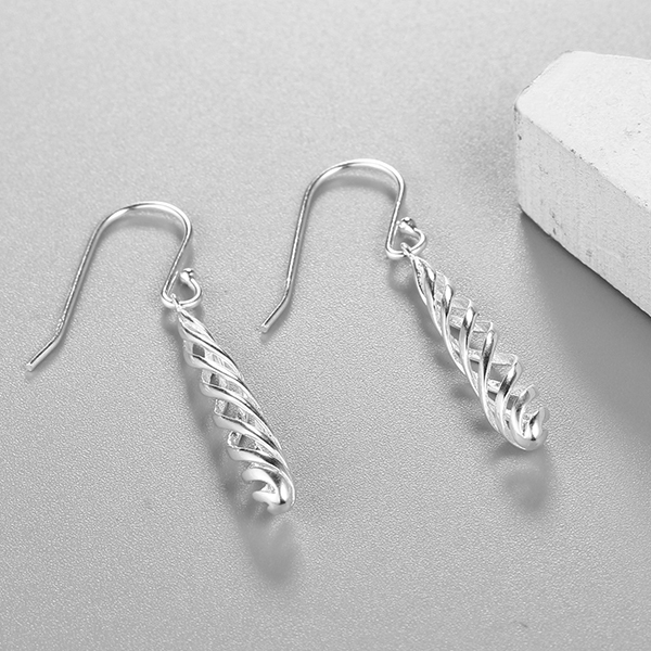 925 Sterling Silver 3D Hollow Long Drop Earrings